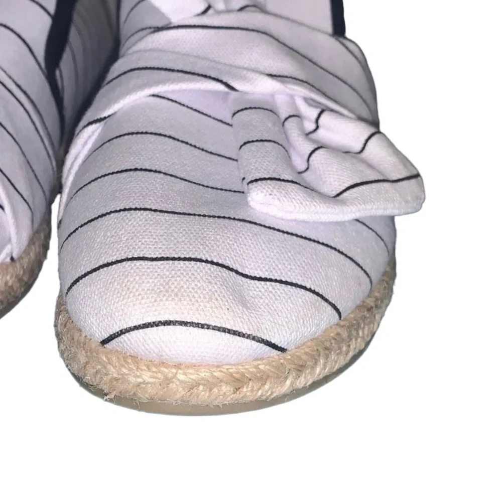 NAUTICA: Blue & White Stripe Nautical Bow Top Espadrilles - Size 9 1/2